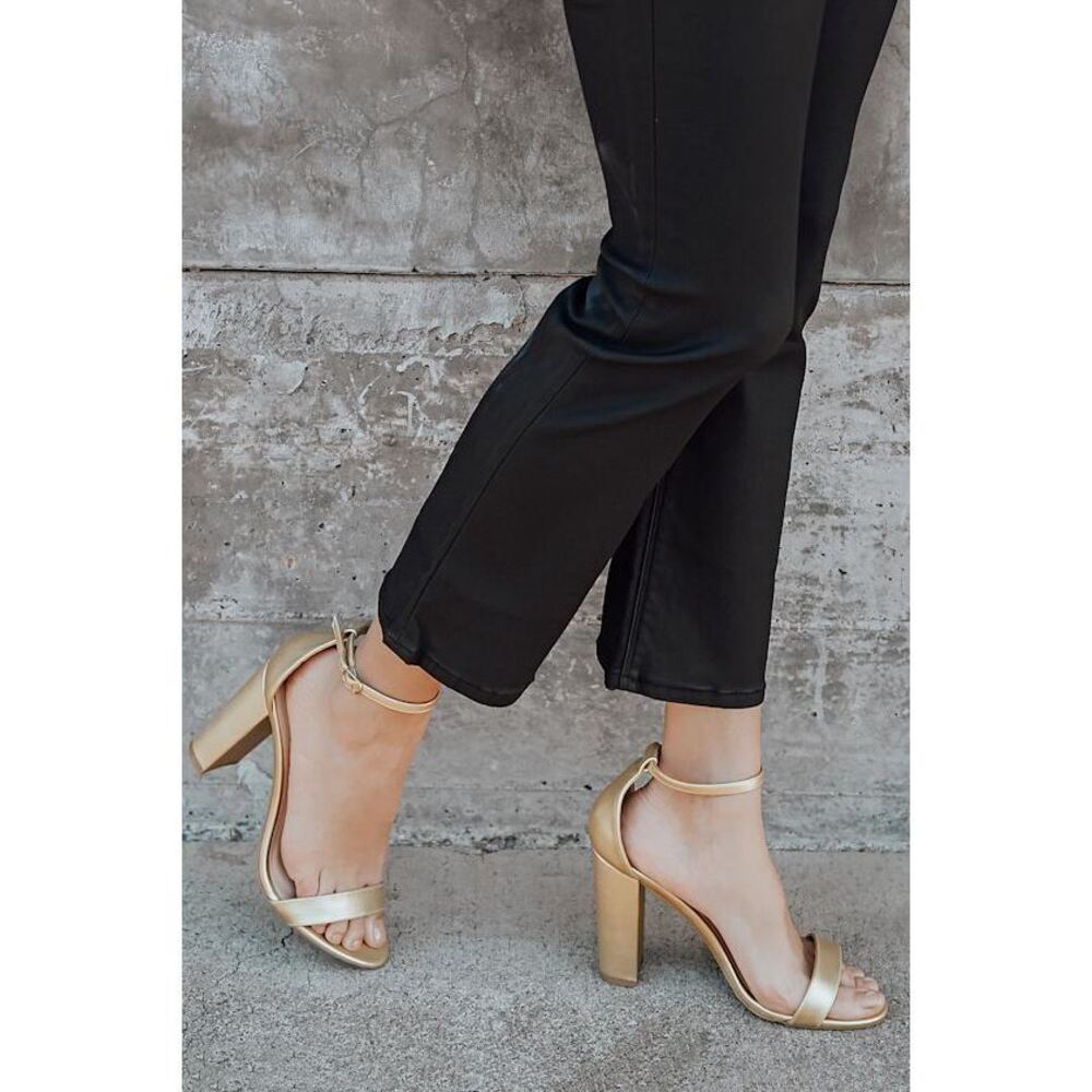 Lulus Taylor Gold Ankle Strap Heels - Size 8